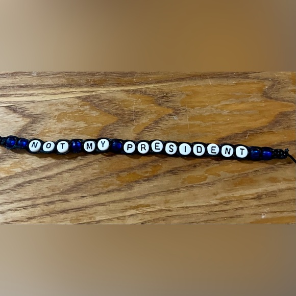 NOT MY PRESIDENT Beaded Bracelets - Hand Made - Adjustable - Blue Bracelet- Ally - Picture 2 of 7